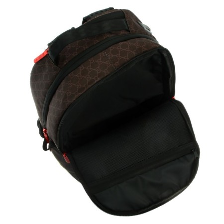 Youth backpack 39 x 30 x 17 cm, ergonomic back + usb and audio output, Devente Red Label, Beauty, Brown/Orange-7
