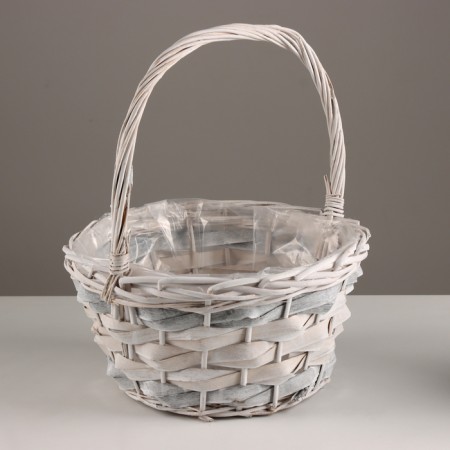 A set of baskets of 3 pcs, d31x17xh38cm, white, willow-2