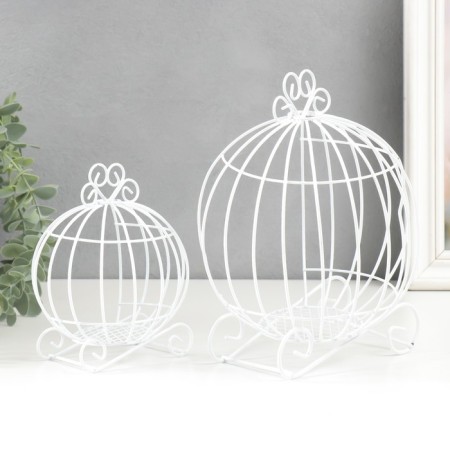 Summary Metal "Karetkva" White set 2 pcs 16x12x9 cm 20x14.5x12 cm-2
