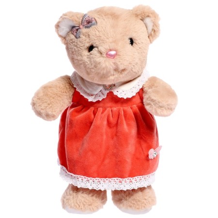 Soft toy "Bear" in a red dress, 30 cm