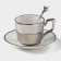 Coffee pair of ceramic “silver”, 3 objects: a cup 200 ml, a saucer d = 14 cm, spoon h = 12.5 cm, silver color
