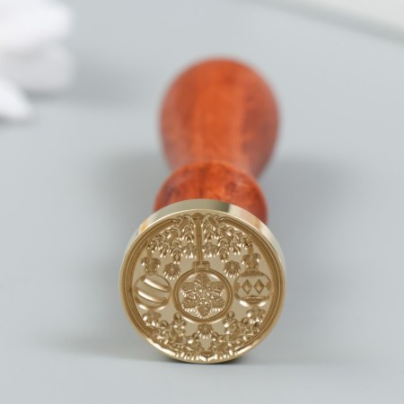 Printing for wax with a wooden handle "Christmas tree decorations" 9x2.5x2.5 cm-1