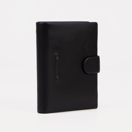 Male purse on the button for auto documents and passports, black color