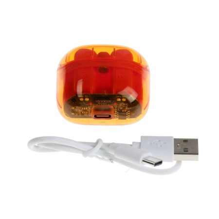 Wireless headphones Y89, TWS, inserts, BT 5.3, 30/300 mAh, transparent, orange-5