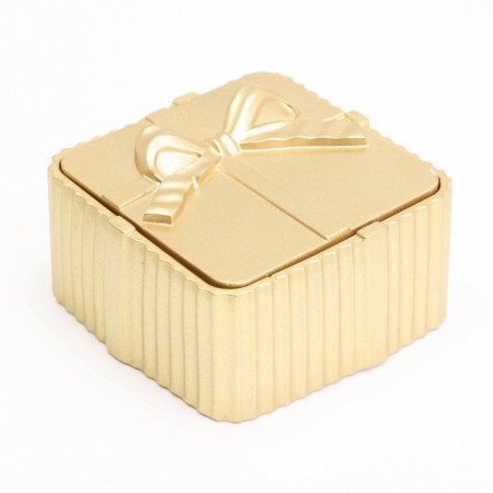 Candle "Square" in a candlestick with narrow faces of gypsum, 7.5x3.5cm, gold-5