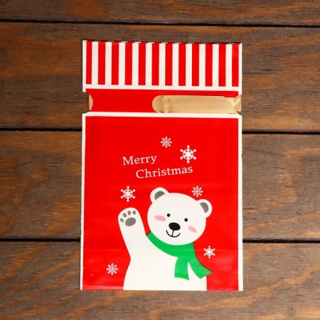 Polyethylene gift package "White Bear", with ties, 14.5 *22.5 cm-2