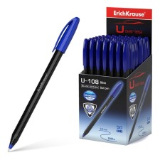 Ballic handle Erichkrause U-108 Black Edition Stick, Node 1.0 mm, ink blue reduced viscosity, letter line length 1000 meters, Black Corps Black