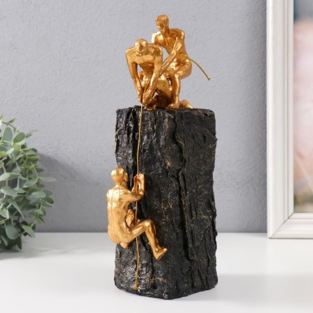 Souvenir Polystone "Mountains choose strong" gold 13x8x28 cm
