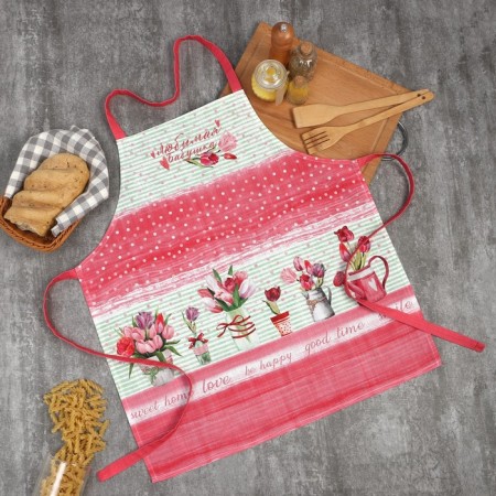 Apron Ethel "Favorite Grandmother" 60x65 cm, 100% cotton, reps 190 g/m2-1