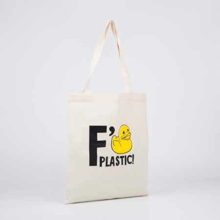 No Plastic-shoper bag without lightning, without lining, beige color-1