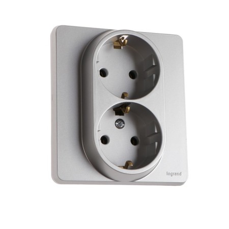 LEGRAND Inspiria outlet, double, 2k+s, 16 A, 250 V, aluminum