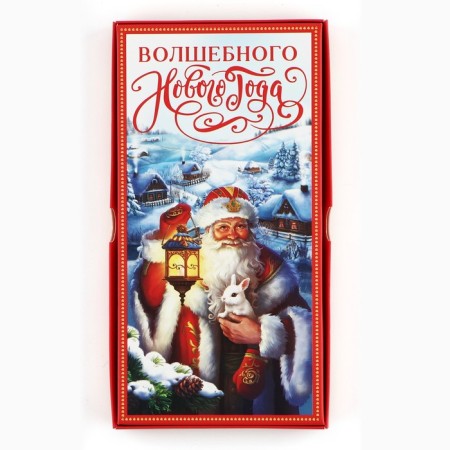Box for chocolate “Magic New Year!”, With a window, 9.4 x 1.7 x 18.4 cm, New Year-4