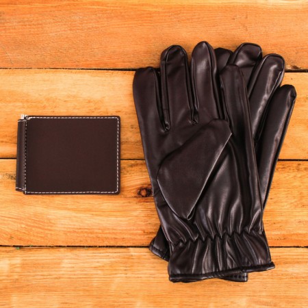 Gift set to the "beloved son": gloves and clamping for money, eco -leather-2