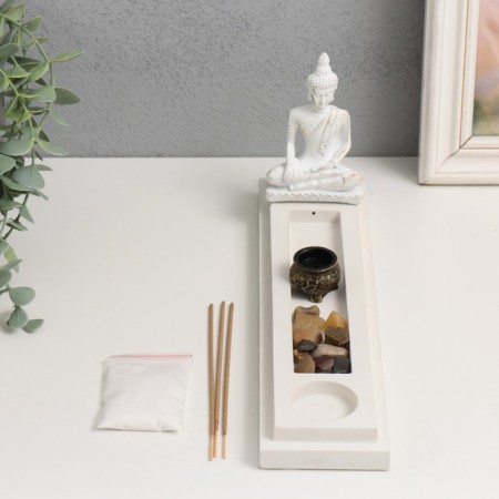 Standing for incense "Buddha" sand+aroma -fingernail+stones 29x7x12.2 cm-5