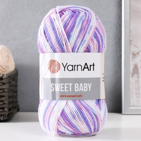 Yarn "Sweet Baby" 100% acrylic 300m/100g (904 lilac-white)