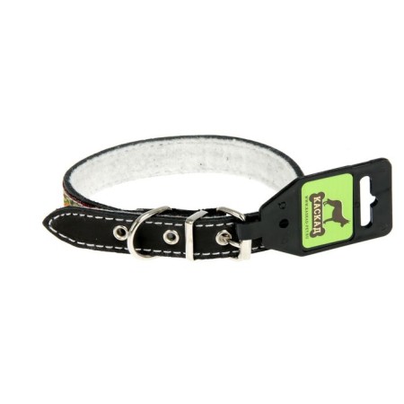 Leather collar decorated, with synthetic winterizer, 32-40 x 2 cm Mix of flowers-1