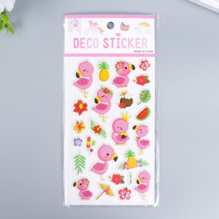 Plastic sticker volumetric "flamingos and owls" mix 10x20 cm-3