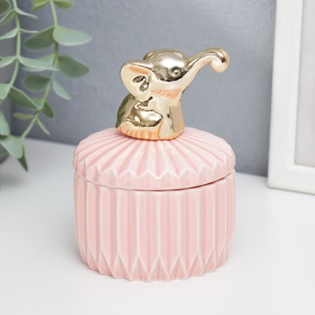 Coramics Coramics "Golden Elephant" Pink relief 12x8.2x8.2 cm
