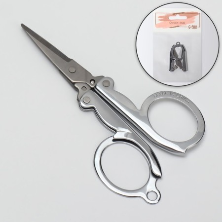 Scissors manicure, straight, folding, 9 cm, silver color-1