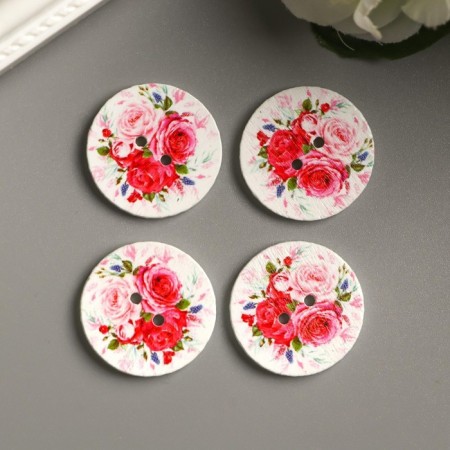 Button decorative tree "Bouquet of roses" 2.5x2.5 cm-2