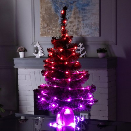 Smart garland "thread" 15 m dew, IP20, silver thread, 100 LED, control from the application, glow RGB, USB-1