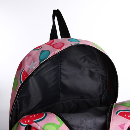 Youth backpack from textiles 2 of the lightning department, 3 pockets, pink color-5