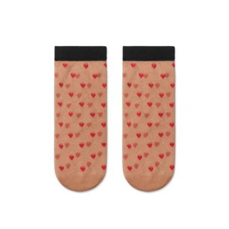 Women's socks with a pattern "Hearts" Conte Elegant Fantasy, Size 23-25, Natural Color-1