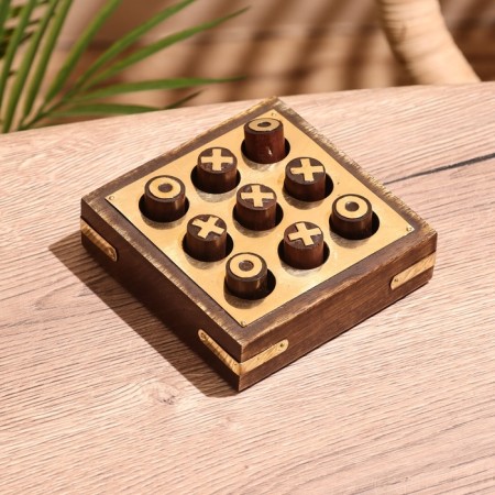 Game desktop "Cross-cuts" 10x10 cm, tree shisham, brass-1