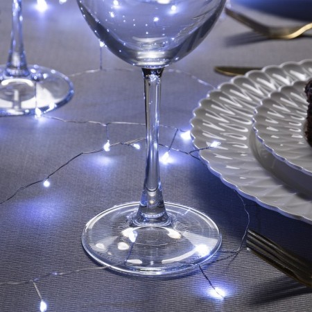 Garland "tinsel" 5 m Rosa, IP20, silver thread, 100 LED, white glow, 12 V-1