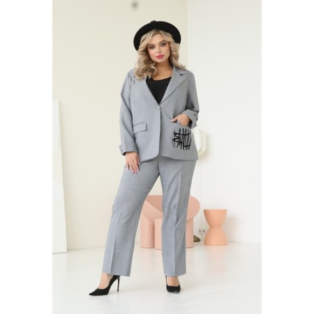 Female costume: jacket, trousers, size 48, gray color-16