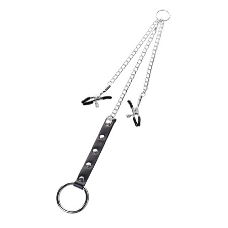Clamps for nipples with a penis ring, Toyfa Metal, silver-black-1