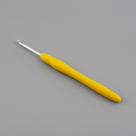 Knitting hook, with silicone handle, d = 3.5 mm, 14 cm, yellow color-2