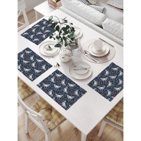 A set of napkins for setting the table "Moths in the night", rectangular, size 32x46 cm, 4 pcs