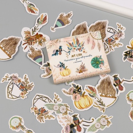 Stickers for creativity "Boho" embossing gold set 48 pcs 9x7x0.8 cm