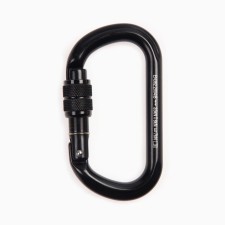 Carabiner with a clutch, 11 x 6 cm, 25 kn, black