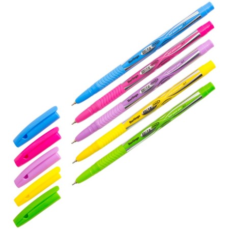 Ballpoint handle Berlingo Blitz Pro, blue ink, node 0.7 mm, soft rubber flu, mix