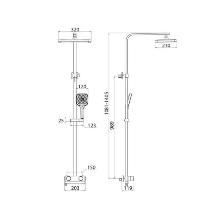 Shower system IDDIS Slide Slisbbti06, Push Control, Tropical Shower, Chrome-5