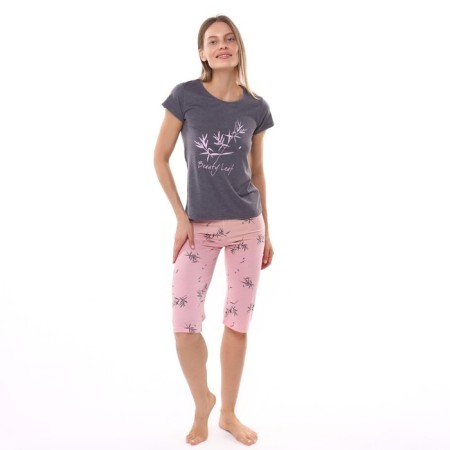 Female home set (T -shirt/Bridges), plum color, size 44-1