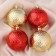 Set of balls plastic D-6 cm, 4 pcs "wavy faces" of red-gold
