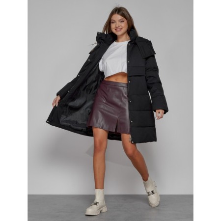 Coat insulated winter female, size 48, black color-10