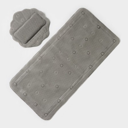 Lotos -shaped bathtub set, rug 43 × 90 cm, pillow 33 × 33 cm, color gray color
