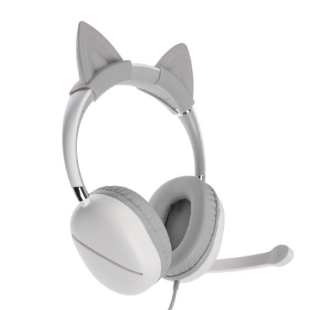 AKZ D52 headphones, wired, full -size, microphone, overhead ears, RGB, 1.75 m, white-2