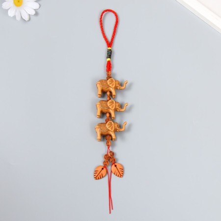 Suspension plastic under the tree "Three elephants with a leaf" 15x4x2 cm