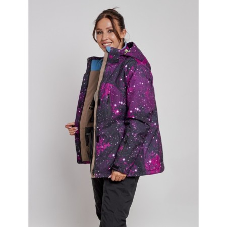 Ski jacket female winter, size 56, burgundy color-9