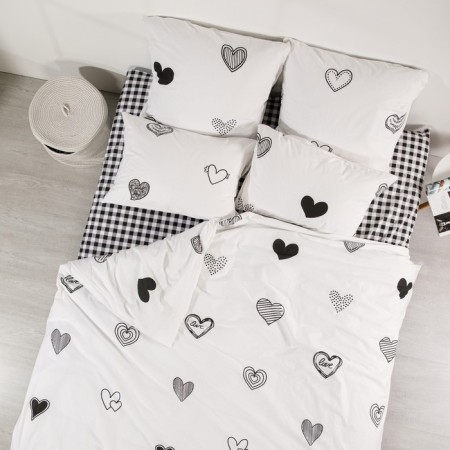 Bed linen 2pas Night is tender Herz 175x215cm, 180x215cm, 70x70cm 2pcs, Poplin 110g HL100%