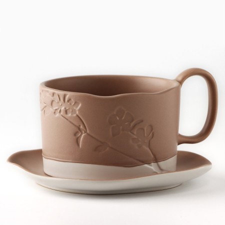 Tea couple ceramic "Montblan", 2 items: 220 ml mug, saucer 13x13.6 cm-1