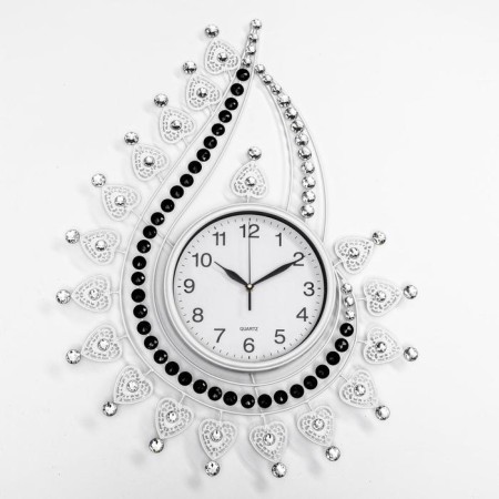 Wall clock, series: openwork, "drop with curls", smooth move, d-21 cm, 69 x 50 cm