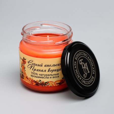 Natural eco candle "Juicy orange and spicy cinnamon", 7x7.5 cm, 14 hours-1