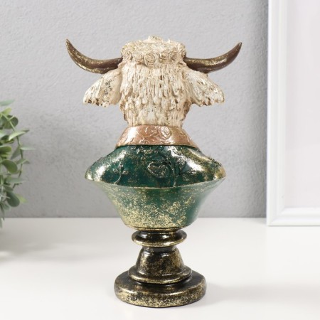 Souvenir Polystone Bust "White Bison in a jacket with a tie" 16x11.5x25 cm-2