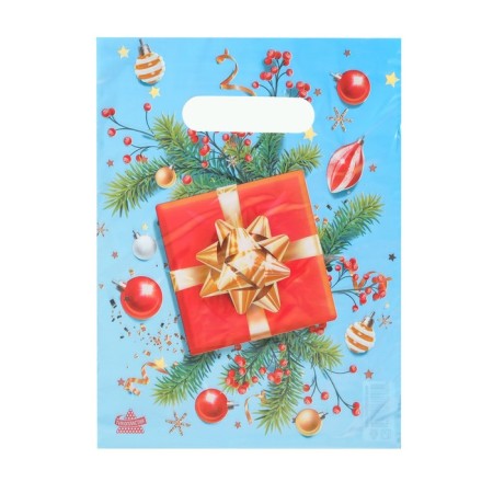 Package "Red Gift", polyethylene with a cut pen, 19x25 cm, 30 μm